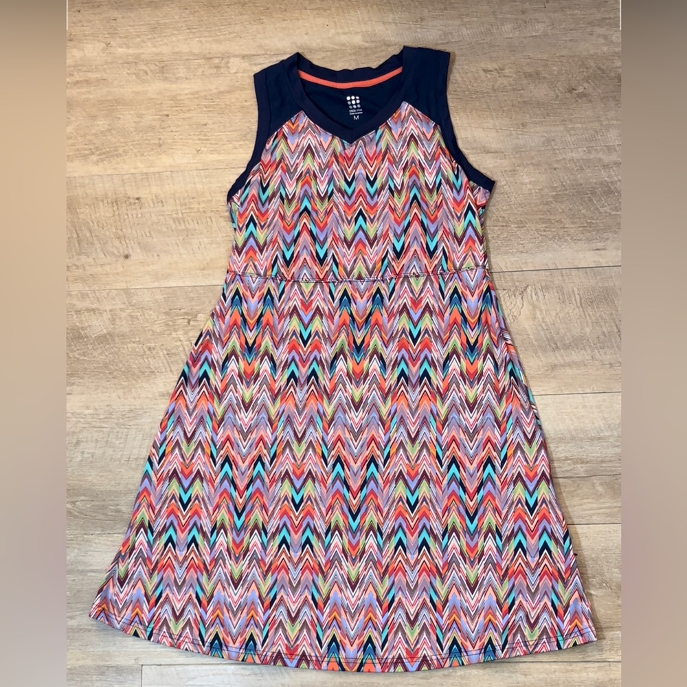 Title Nine Hillary’s Mesh Magic Chevron Colorful Dress Size Medium